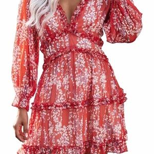 Red ruffled dress. New no tags.